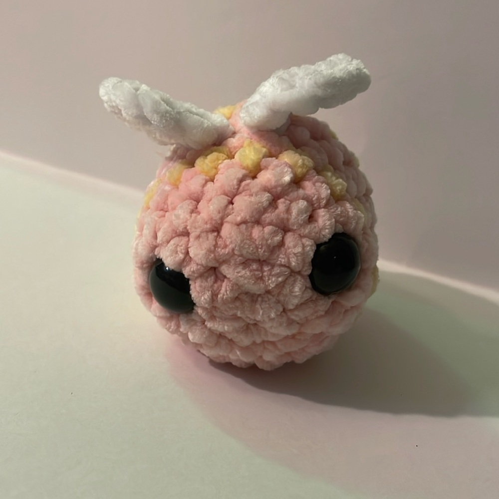 Crochet yellow and pink bee